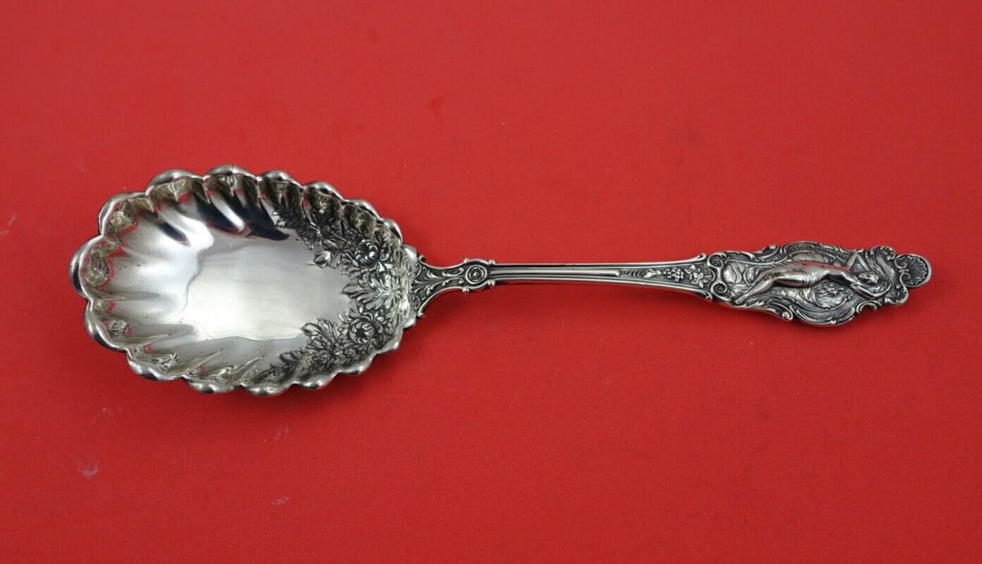 Watson-Newell Phoebe Sterling Silver Art Nouveau Preserve Spoon 7.5" (1 of 2)