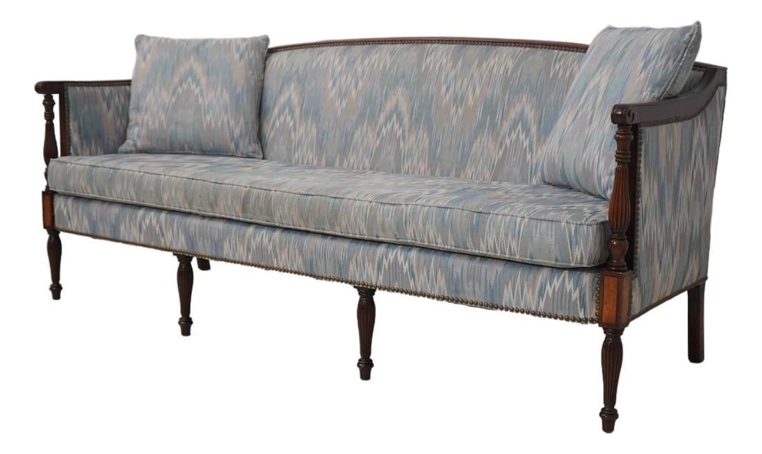 Hickory Chair Mahogany Sheraton Style Upholstered Sofa 77.5" Wide (1 of 10)