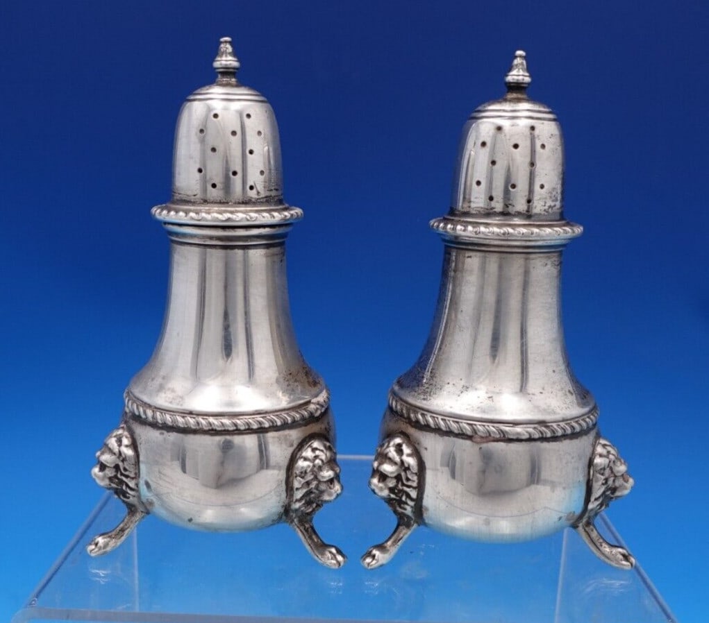 Lion Design Sterling Silver Salt and Pepper Shaker Set 2pc: Lion Design Sterling Silver Salt and Pepper Shaker Set 2pc Enhance your dining experience with this exquisite two-piece salt and pepper shaker set, crafted from sterling silver (.925). Each shaker sho