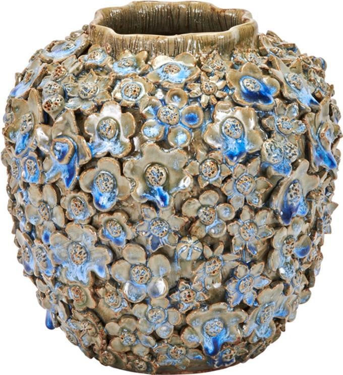 Handmade Celadon Ceramic Floral Vase 8H x 7W x 7D: Handmade Celadon Ceramic Floral Vase 8H x 7W x 7D This unique handmade celadon green vase is a stunning addition to any home decor. Crafted from high-quality ceramic, this floral vase showcases a beau