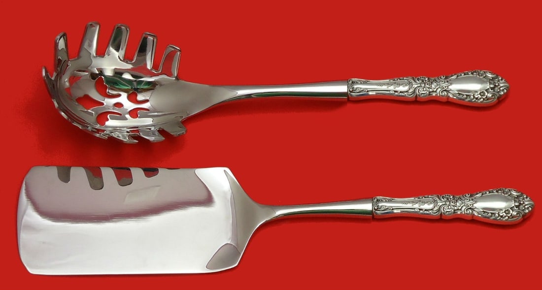 Alvin Sterling Silver Prince Eugene 2pc Italian Pasta Server Set: Alvin Sterling Silver Prince Eugene 2pc Italian Pasta Server Set Enhance your dining experience with this exquisite 2-piece Italian Pasta Server Set, crafted from sterling silver by Alvin. This custom