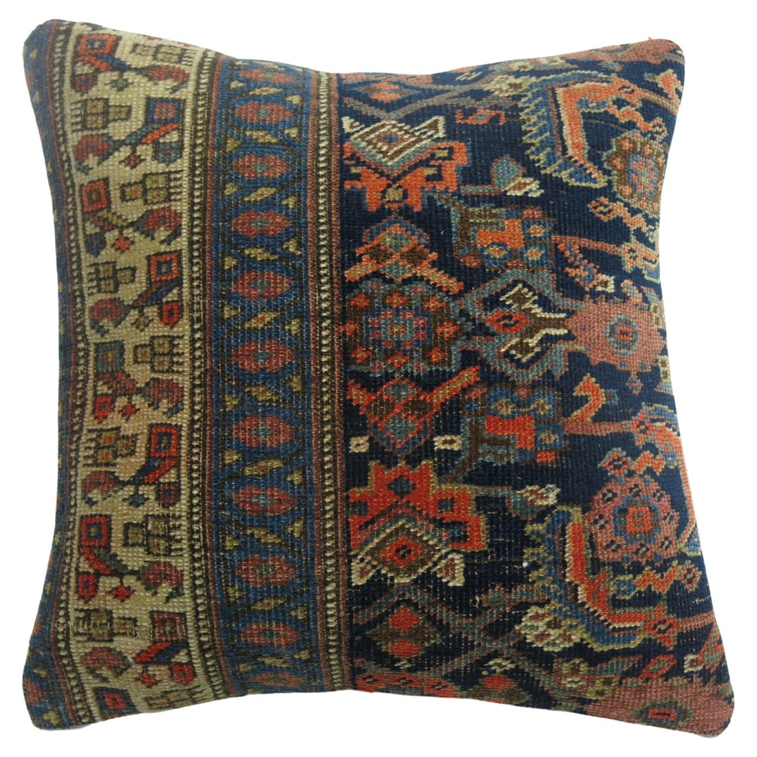 Tribal Antique Persian Bidjar Rug Pillow 17x17 Decorative Cushion: Tribal Antique Persian Bidjar Rug Pillow 17x17 Decorative Cushion Add a touch of elegance to your home with this Antique Persian Bidjar Rug Pillow, crafted from a turn-of-the-century Persian Bidjar ru