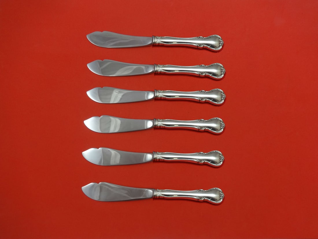 Towle French Provincial Sterling Silver Trout Knife Set 6pc Custom Made: Towle French Provincial Sterling Silver Trout Knife Set 6pc Custom Made This exquisite 6-piece trout knife set features the elegant French Provincial pattern by Towle. Each knife measures 7 1/2" and s
