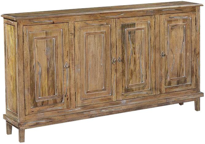 Barrington Beachwood Mango Wood French Style Sideboard 4-Door: Barrington Beachwood Mango Wood French Style Sideboard 4-Door Introducing the Beachwood Mango Wood 4-Door Sideboard, a stunning addition to your home decor. Crafted from solid mango wood, this sideboa