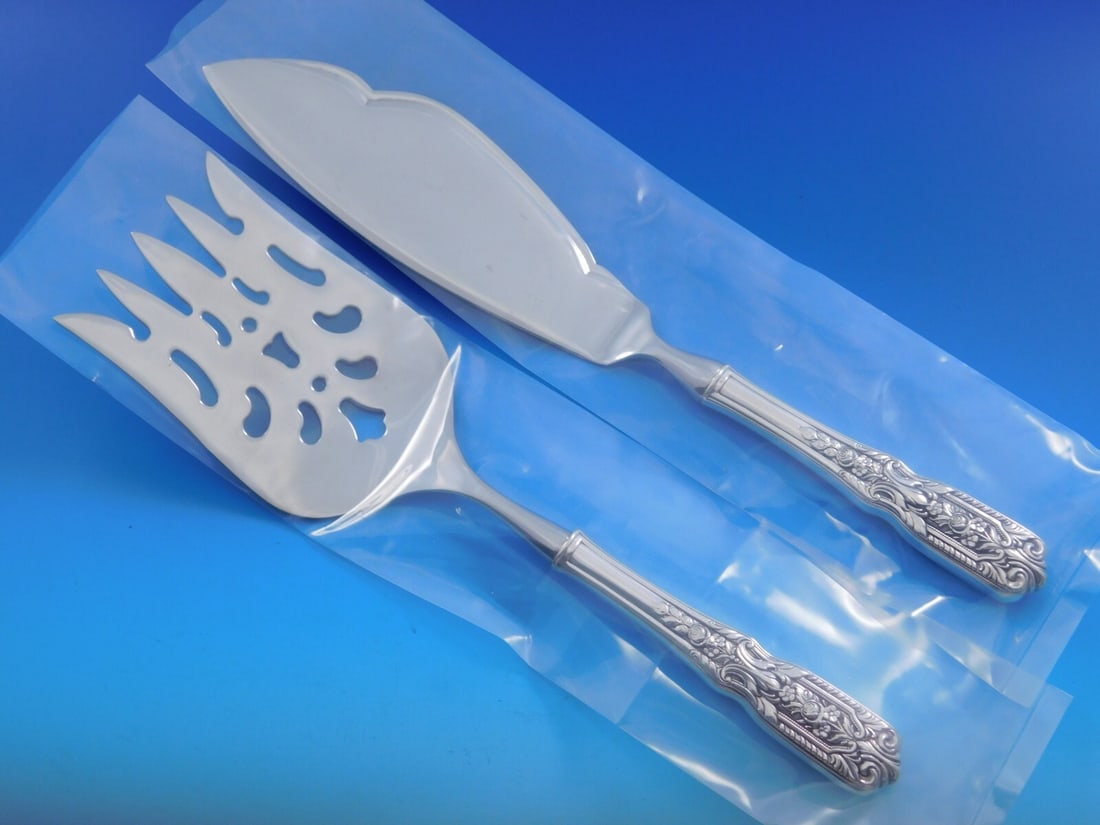 Westmorland Milburn Rose Sterling Silver Fish Serving Set 2 Piece: Westmorland Milburn Rose Sterling Silver Fish Serving Set 2 Piece Enhance your dining experience with the Milburn Rose Fish Serving Set by Westmorland. This exquisite two-piece set, crafted from sterl