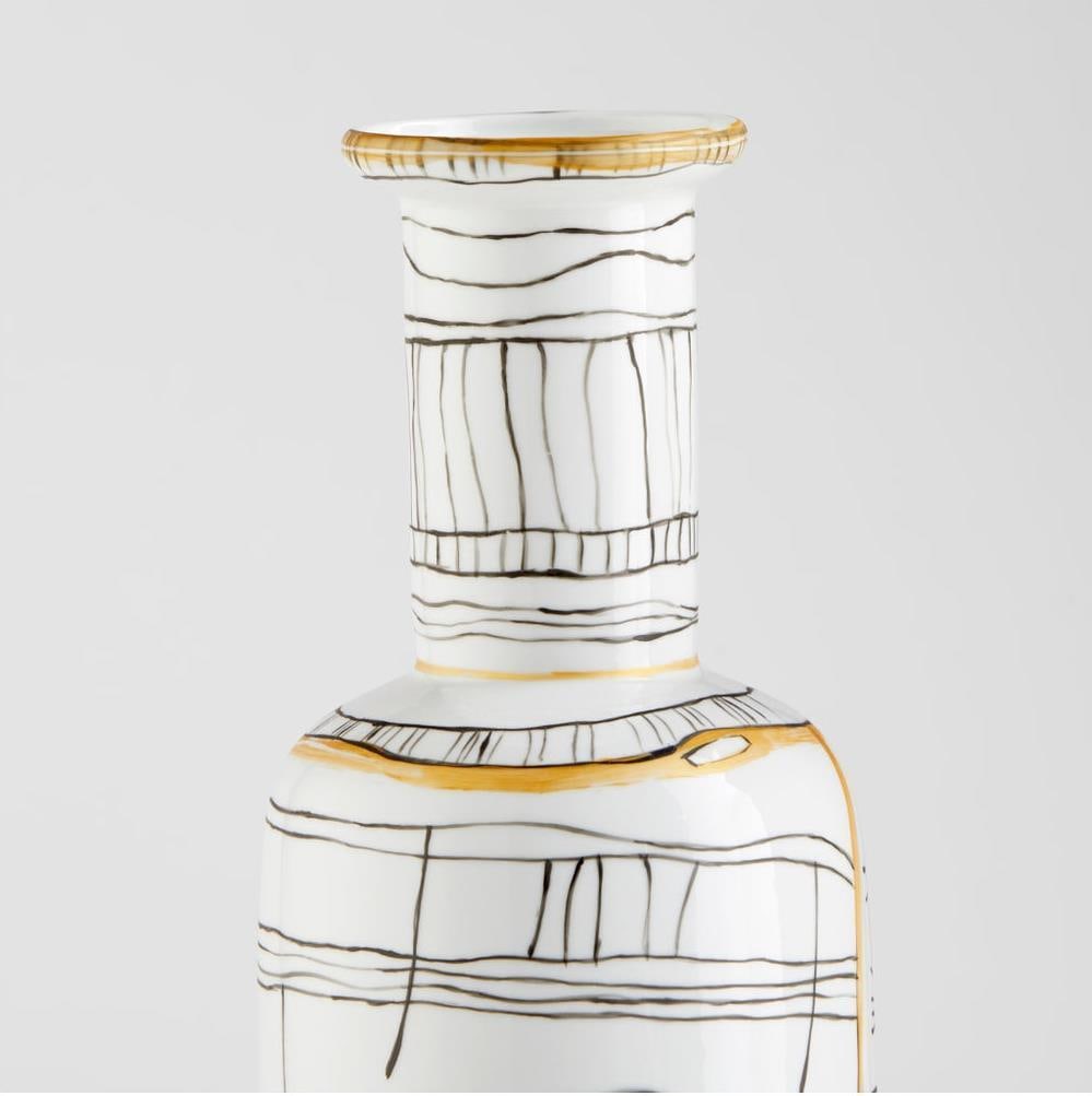 Cyan Lindus Black and White Ceramic Vase 20H 5.50W 5.50L: Cyan Lindus Black and White Ceramic Vase 20H 5.50W 5.50L This stunning Traditional Black & White Lindus Ceramic Vase is a perfect addition to any home decor. Crafted from high-quality ceramic, it feat