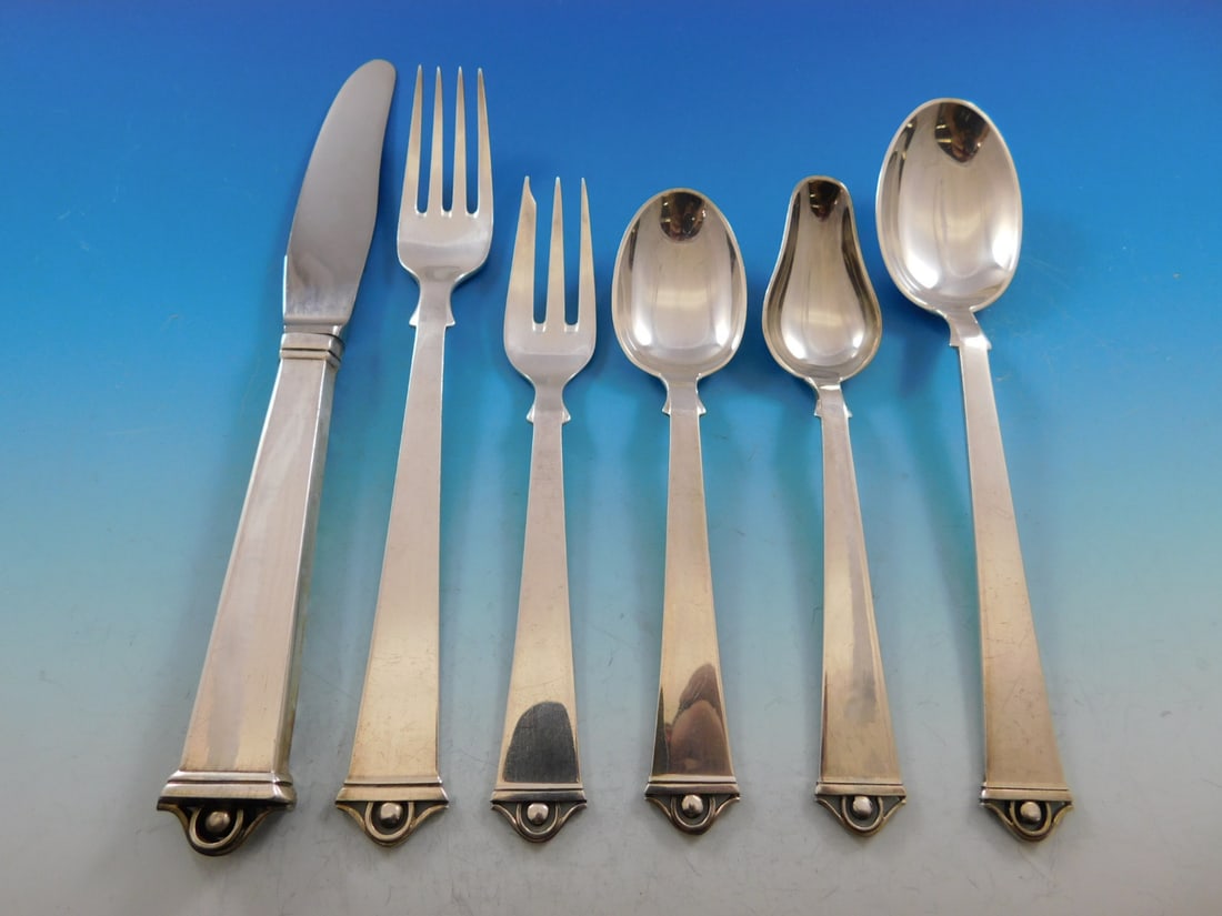 Peter Hertz Vendome Danish Sterling Silver Flatware Set for 12 with 73 Pieces: Peter Hertz Vendome Danish Sterling Silver Flatware Set for 12 with 73 Pieces Introducing the exquisite Vendome flatware set by Peter Hertz, a stunning Danish sterling silver collection designed for 1