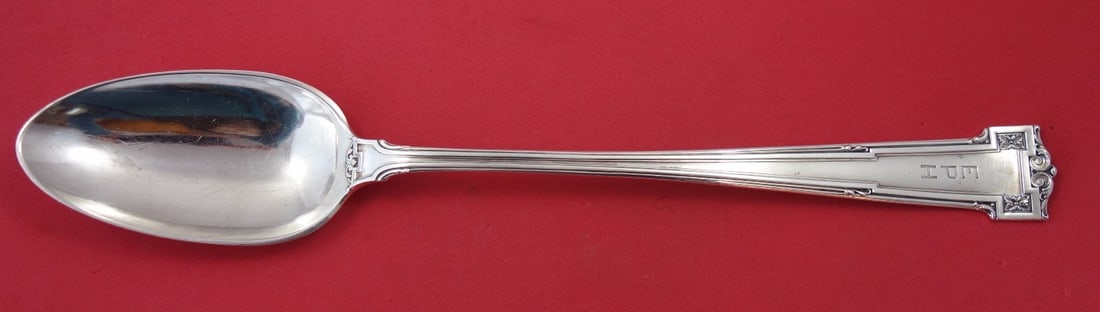 Wallace Dauphine Sterling Silver Serving Spoon 12 1/4" Monogrammed: Wallace Dauphine Sterling Silver Serving Spoon 12 1/4" Monogrammed Embrace timeless elegance with this Dauphine by Wallace Sterling Silver Stuffing Spoon, measuring 12 1/4 inches. Crafted from high-qu