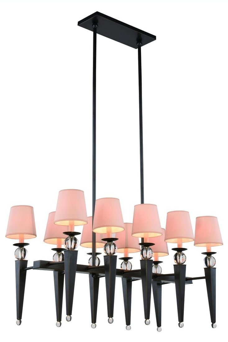 Olympia 10-Light Bronze Chandelier 38in Adjustable Indoor Lighting: Olympia 10-Light Bronze Chandelier 38in Adjustable Indoor Lighting Illuminate your space with this stunning 10-light chandelier, featuring a modern design with a brushed bronze finish. This high-quali