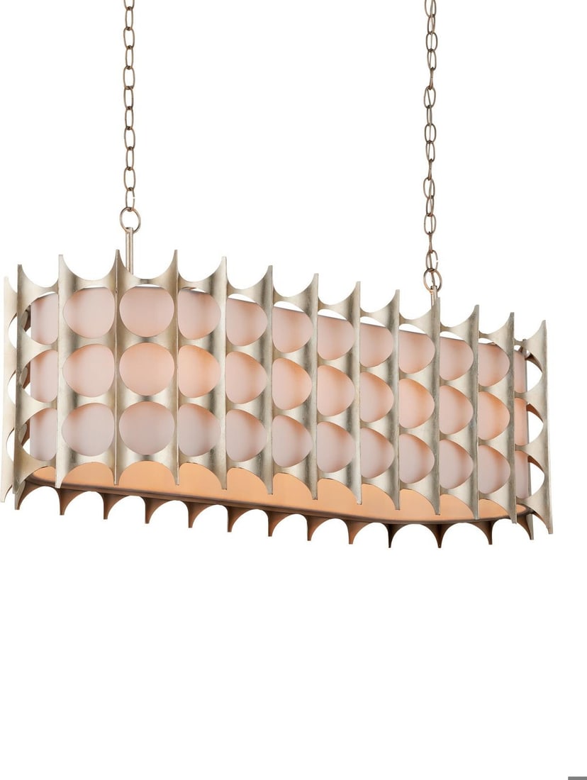 Currey Bardi Oval Chandelier Contemporary Silver Leaf 8 Bulb: Currey Bardi Oval Chandelier Contemporary Silver Leaf 8 Bulb Elevate your space with the Modern Elegance: Bardi Oval Chandelier, a stunning lighting fixture designed to add a touch of sophistication t