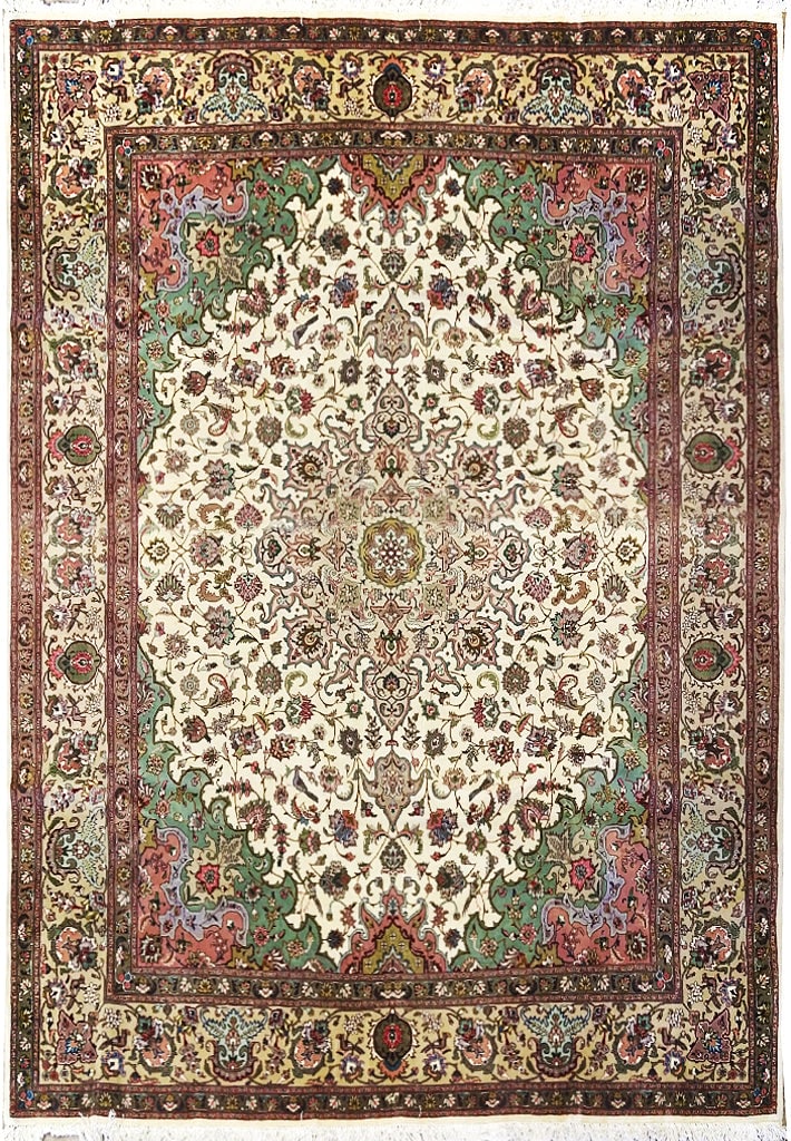 8 x 9 Persian Tabriz Rug Handwoven Wool Silk 400 KPSI: 8 x 9 Persian Tabriz Rug Handwoven Wool Silk 400 KPSI Free continental US Shipping Transform your living space with this stunning 8 x 9 Fine Persian Tabriz Rug, expertly handwoven from a luxurious ble