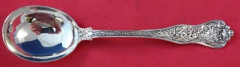Tiffany & Co Olympian Sterling Silver Soup Spoon 7.75 Antique: Tiffany & Co Olympian Sterling Silver Soup Spoon 7.75 Antique This exquisite antique gumbo soup spoon is part of the Olympian pattern by Tiffany & Co., crafted from high-quality sterling silver. Datin