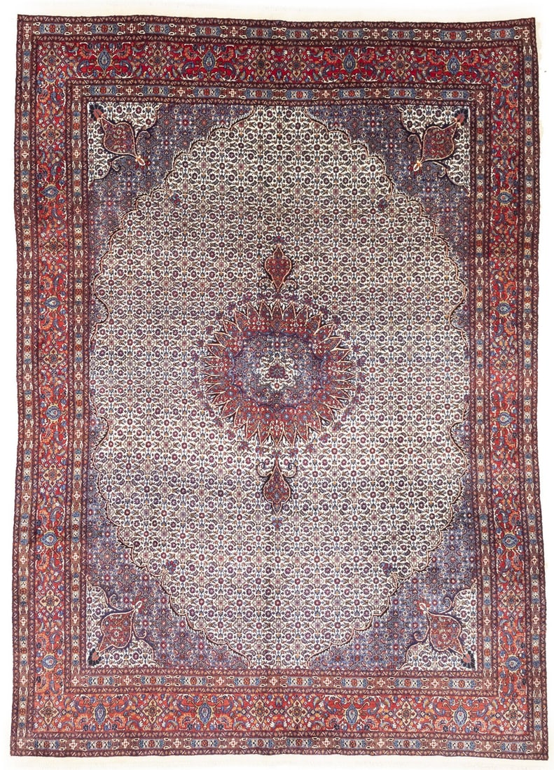 Hand-Knotted Wool Area Rug 8'8 x 12'1 Vintage Floral Pattern Western Asia: Hand-Knotted Wool Area Rug 8'8 x 12'1 Vintage Floral Pattern Western Asia This vintage Oriental area rug features a traditional floral pattern in a range of colors including cream, red, purple-navy, l