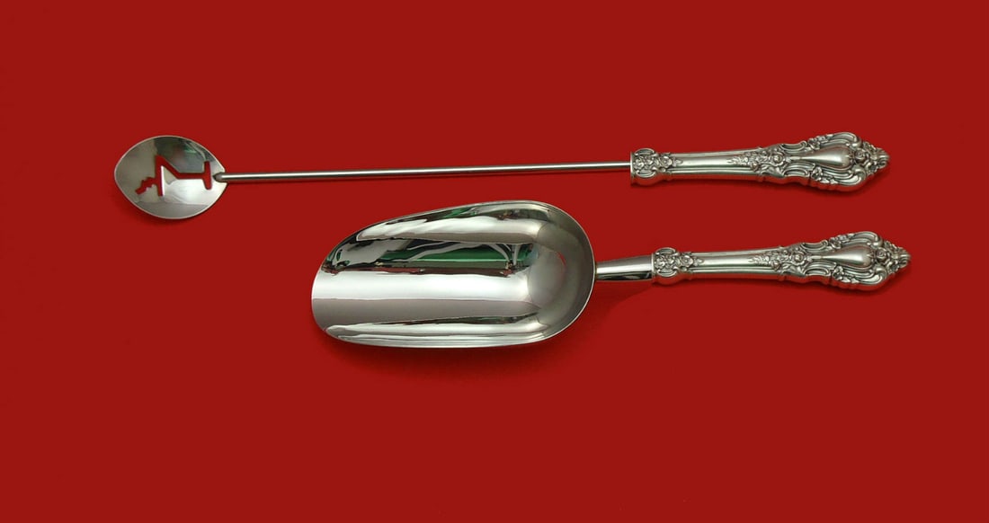 Lunt Eloquence Sterling Silver Bar Set 2pc Martini Spoon Ice Scoop: Lunt Eloquence Sterling Silver Bar Set 2pc Martini Spoon Ice Scoop This exquisite 2-piece bar set from the Eloquence pattern by Lunt is crafted from sterling silver with hollow handles and stainless s