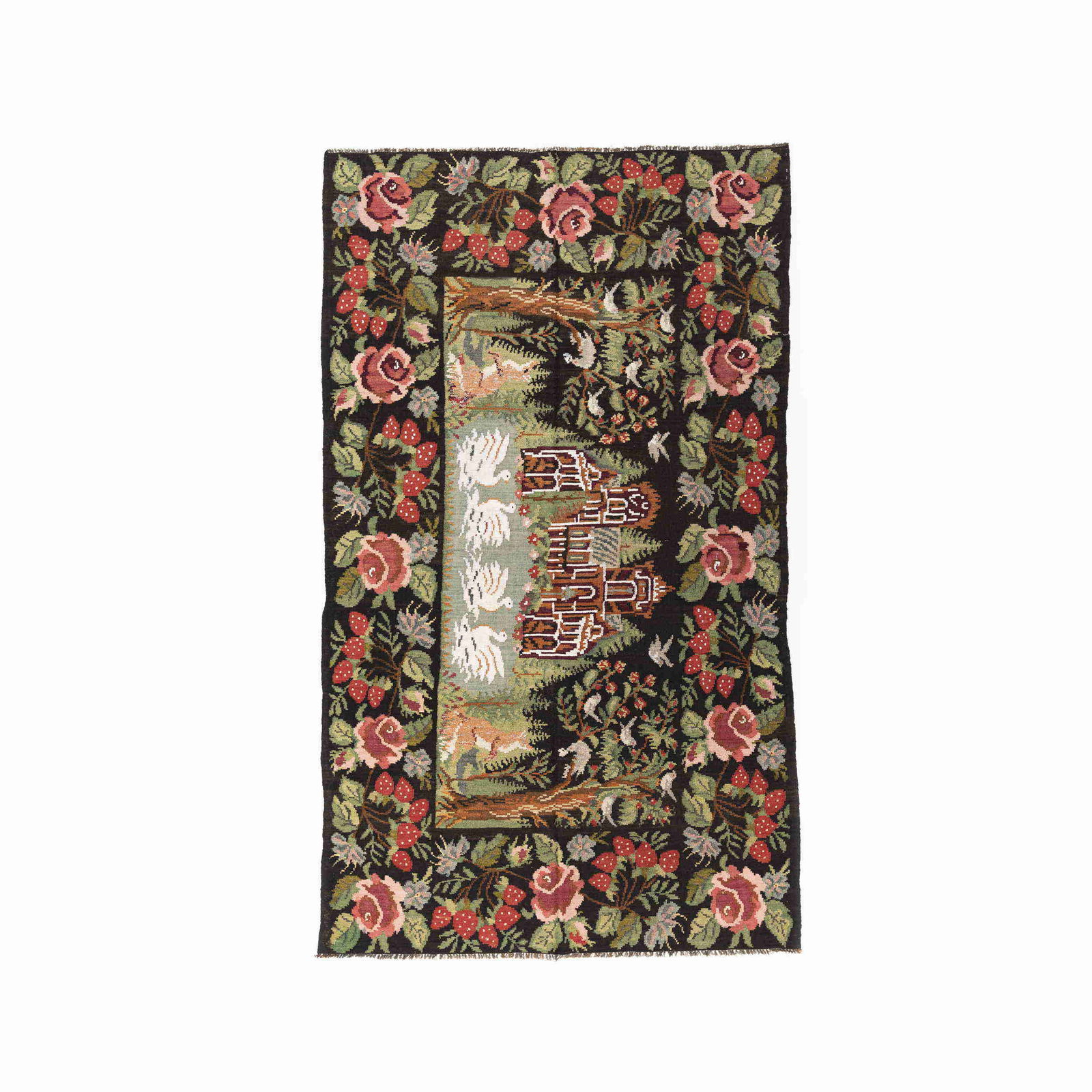 Authentic Handmade Karabag Kilim Wool On Wool 73.6 x 126: Authentic Handmade Karabag Kilim Wool On Wool 73.6 x 126 This authentic handmade Karabag kilim is crafted with a luxurious wool on wool material, showcasing exceptional quality and artistry. It featur