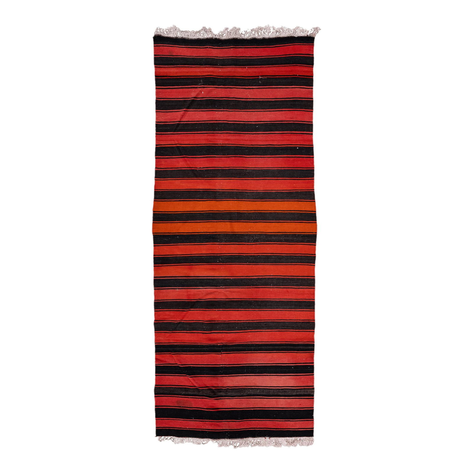 Vintage Kilim Handmade Wool Runner Red Geometric Design 4'7" x 12'7": Vintage Kilim Handmade Wool Runner Red Geometric Design 4'7" x 12'7" Add a touch of elegance to your space with this vintage kilim handmade wool runner. Showcasing a vibrant red field, this flatweave