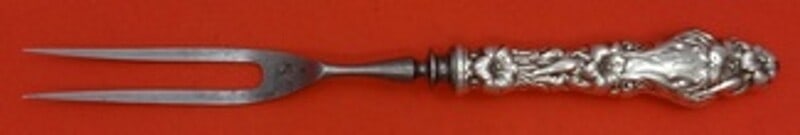 Whiting Lily Sterling Silver Steak Carving Fork 8.5" Hollow Handle: Whiting Lily Sterling Silver Steak Carving Fork 8.5" Hollow Handle This exquisite steak carving fork features a hollow handle crafted from sterling silver, showcasing the elegant Lily pattern by Whiti