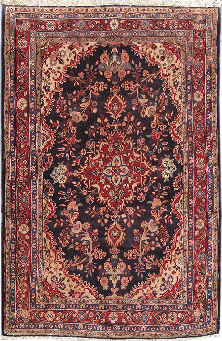 Hand-Knotted 4.5 x 6.9 Red Persian Hamadan Area Rug (1 of 6)