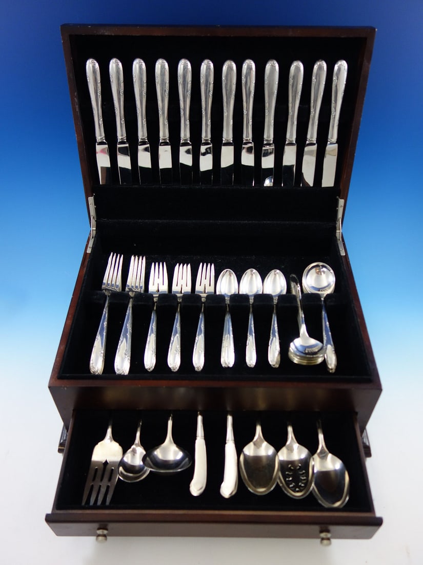 Towle Madeira Sterling Silver Flatware Set 78 Pieces for 12 with Storage Chest: Towle Madeira Sterling Silver Flatware Set 78 Pieces for 12 with Storage Chest Elevate your dining experience with the Madeira by Towle Sterling Silver Flatware Service for 12, featuring an impressive