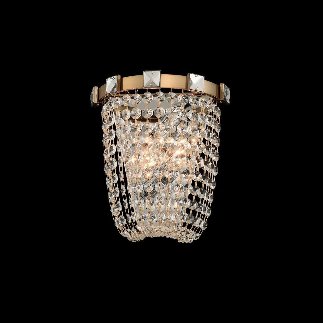 Kalco Impero Champagne Gold Crystal 2-Light Wall Sconce: Kalco Impero Champagne Gold Crystal 2-Light Wall Sconce Illuminate your space with the elegant Impero Champagne Gold Crystal Wall Sconce, a stunning addition to your indoor decor. This wall sconce fea