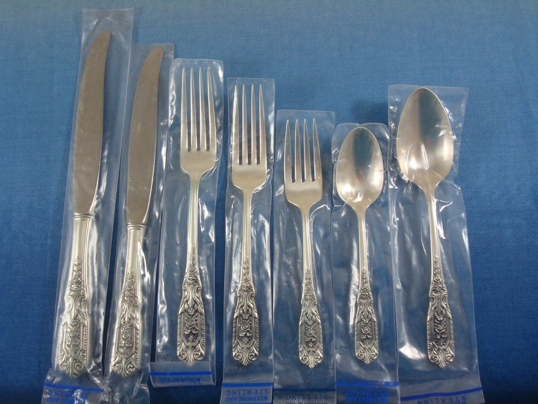 Westmorland Milburn Rose Sterling Silver Flatware Set 56 pcs with Storage Chest: Westmorland Milburn Rose Sterling Silver Flatware Set 56 pcs with Storage Chest Elevate your dining experience with this exquisite Milburn Rose Sterling Silver Flatware Set by Westmorland. Comprising