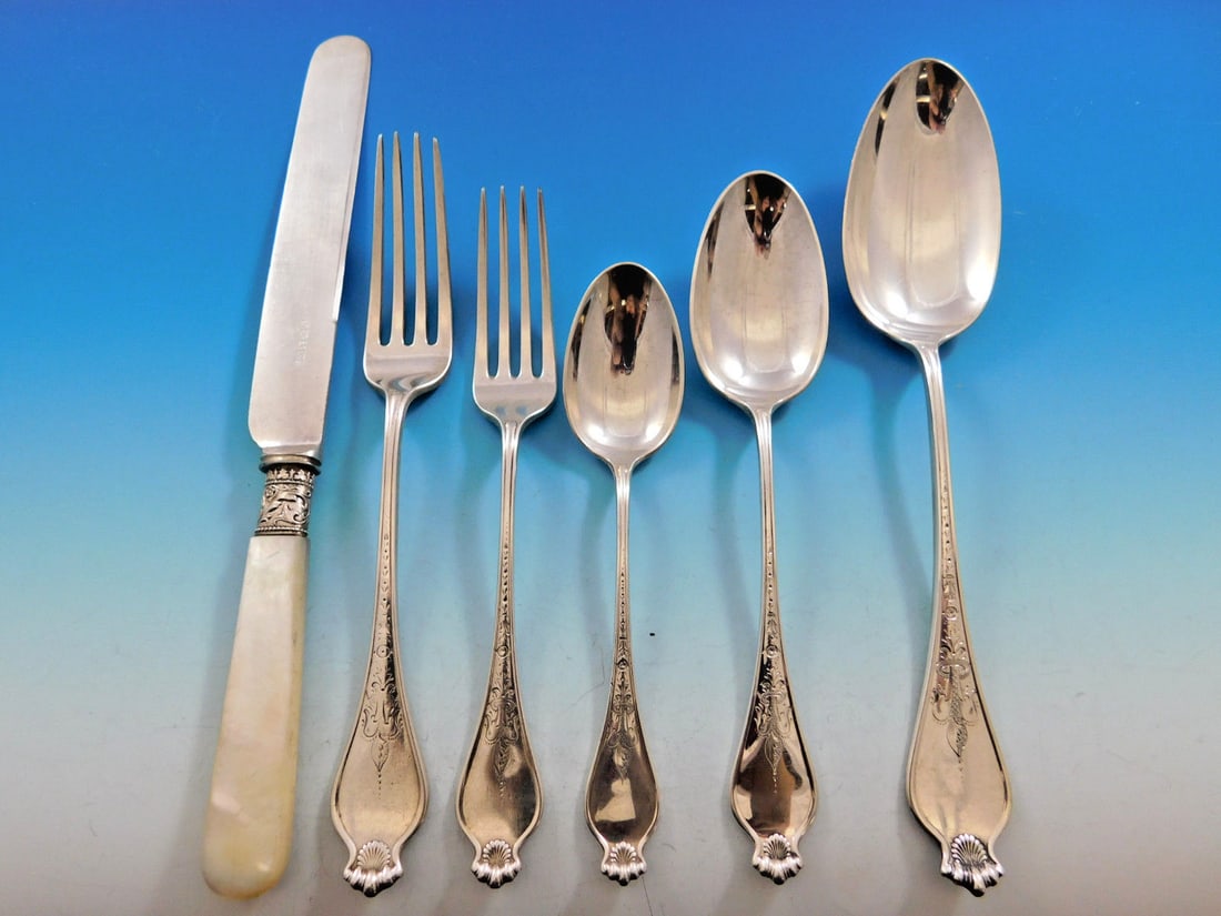 Dominick & Haff Corona Sterling Silver Flatware Set 36 Pieces Service for 6: Dominick & Haff Corona Sterling Silver Flatware Set 36 Pieces Service for 6 Discover the elegance of the Corona flatware set by Dominick & Haff, crafted from high-quality sterling silver. This exquisi