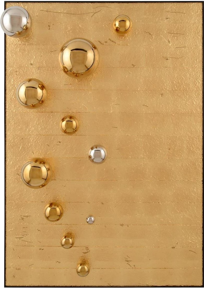 Wing's Gilded Globes by Jro Wing Black Frame 51H x 35.5W x 8.5D: Wing's Gilded Globes by Jro Wing Black Frame 51H x 35.5W x 8.5D Experience the elegance of the "Wing's Gilded Globes" by Jro Wing, a stunning decorative piece that adds a touch of sophistication to an