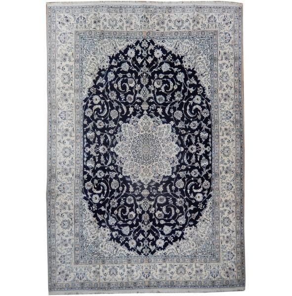 Luxurious 8.2 x 11.6 Persian Nain Rug in Wool & Silk: Luxurious 8.2 x 11.6 Persian Nain Rug in Wool & Silk Free continental US Shipping This exquisite Persian Nain rug measures 8.2 x 11.6 feet and is crafted from a luxurious blend of wool and silk, provi
