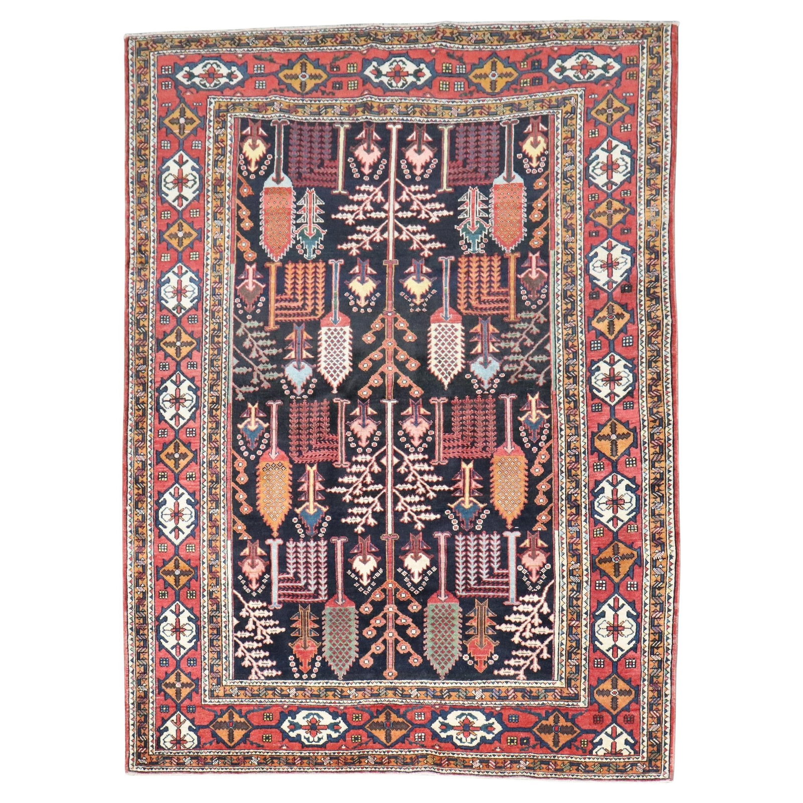 Zabihi Collection 1930s Persian Bakhtiari Tree of Life Rug 60 x 78: Zabihi Collection 1930s Persian Bakhtiari Tree of Life Rug 60 x 78 Discover the beauty of this early 20th century Persian Bakhtiari rug, showcasing a captivating tree of life design against a rich nav