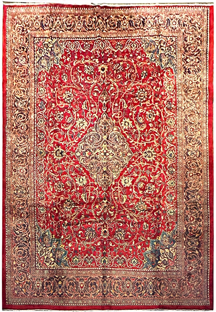 Handmade Persian Sarouk Rug 9'6" x 13' Red Wool Elegant Design: Handmade Persian Sarouk Rug 9'6" x 13' Red Wool Elegant Design Free continental US Shipping Transform your living space with this exquisite 9.6 x 13 Red Handmade Persian Design Sarouk Rug. Crafted by