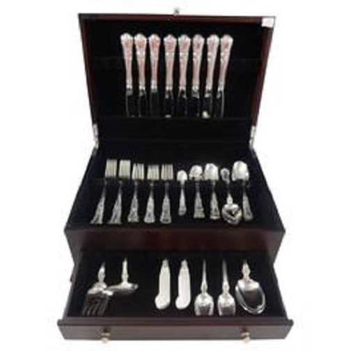 Gorham Buttercup Sterling Silver Flatware Set 68 Pieces with Storage Chest: Gorham Buttercup Sterling Silver Flatware Set 68 Pieces with Storage Chest Enhance your dining experience with the Buttercup Sterling Silver Flatware Set from Gorham. This exquisite 68-piece set featu
