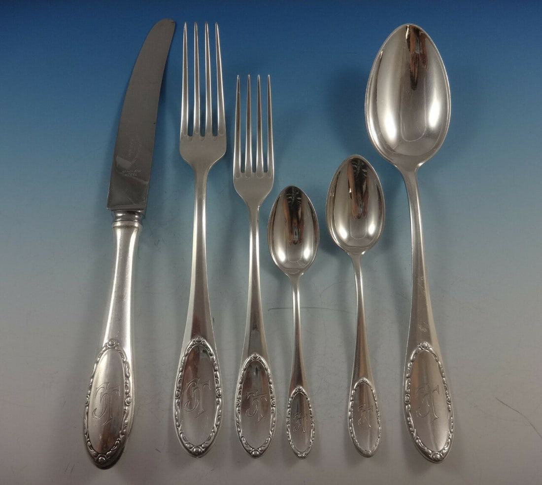 Roses Roschen #86 Silverplate Flatware Set 70pc by Bremer Silberwarenfabrik: Roses Roschen #86 Silverplate Flatware Set 70pc by Bremer Silberwarenfabrik Discover the exquisite Roses aka Roschen #86 silverplate flatware set by Bremer Silberwarenfabrik, featuring a stunning flor