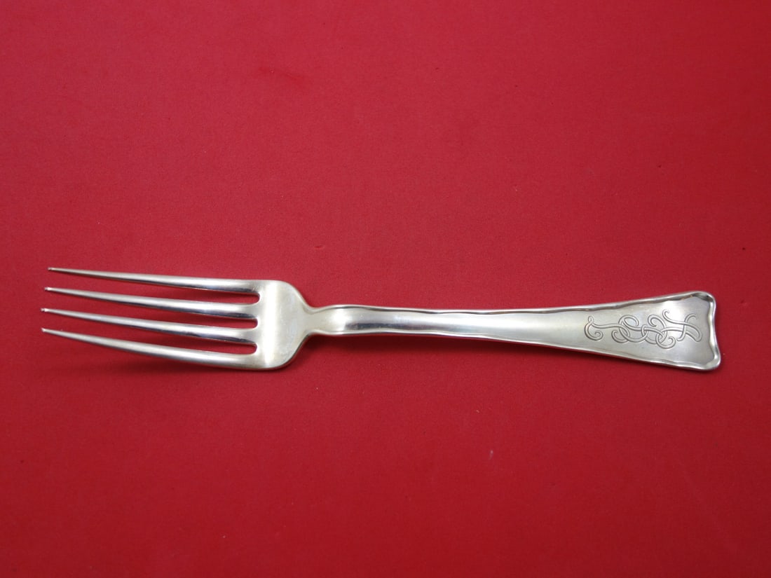 Tiffany & Co. Sterling Silver Dinner Fork 7 5/8 Lap Over Edge Plain: Tiffany & Co. Sterling Silver Dinner Fork 7 5/8 Lap Over Edge Plain This exquisite dinner fork from Tiffany & Co. features a classic Lap Over Edge Plain design, crafted from high-quality sterling silv
