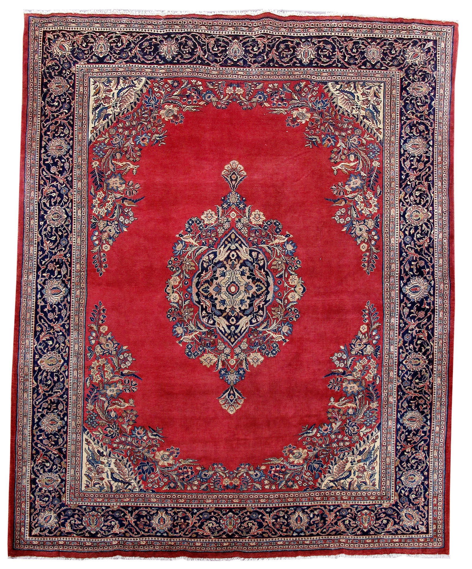 8'1 x 9'11 Handmade Red Persian Sarouk Wool Rug Traditional Floral Design (1 of 6)