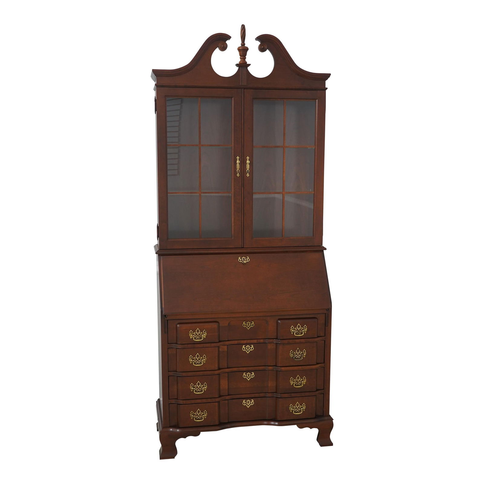Jasper Chippendale Cherry Secretary Desk Colonial Style with Lighted Interior: Jasper Chippendale Cherry Secretary Desk Colonial Style with Lighted Interior This exquisite Jasper Chippendale Style Cherry Secretary Desk features a stunning colonial cherry finish that showcases it