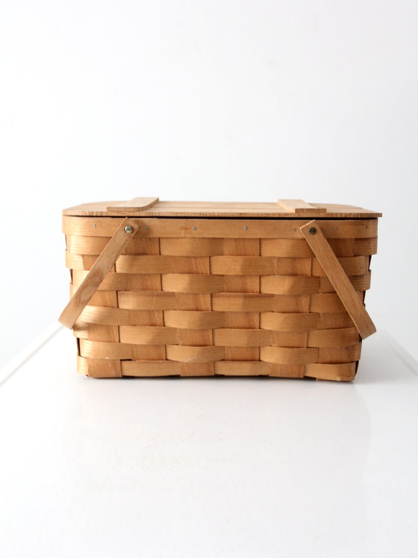 Mid 20th Century Vintage Basketville Picnic Basket with Bentwood Handles (1 of 13)