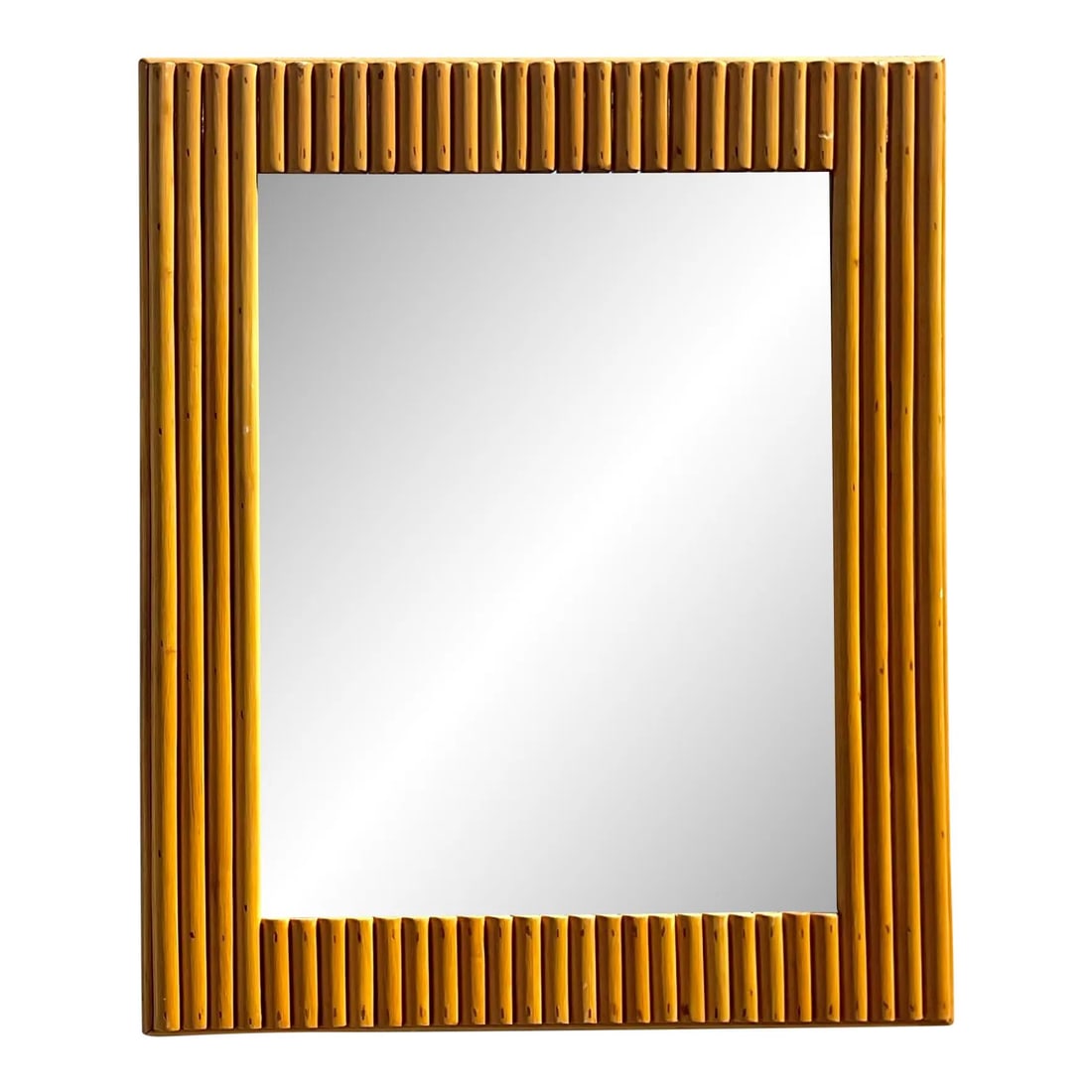 Vintage Coastal Rattan Wall Mirror 30.25 x 36 Khaki Handmade (1 of 4)