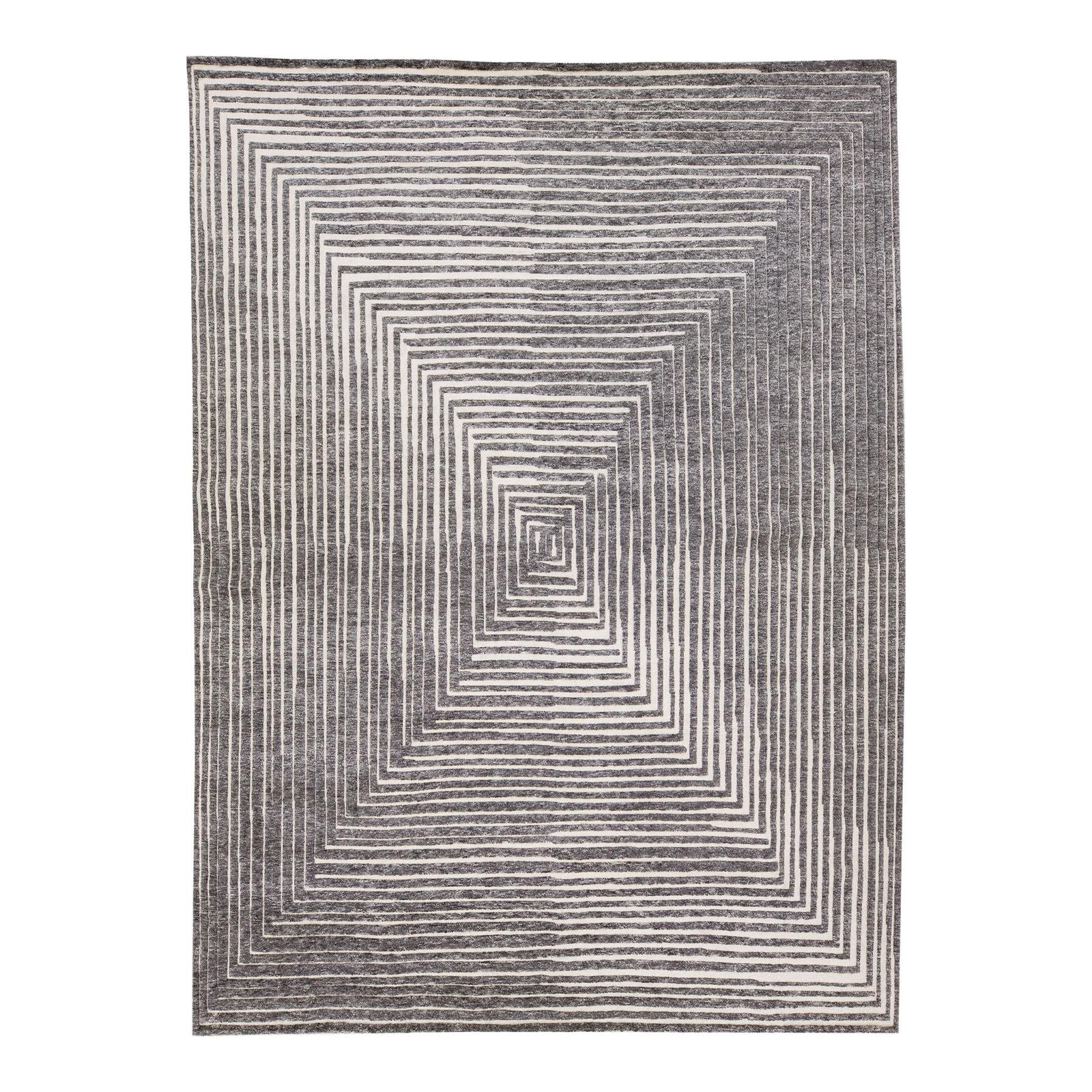 Safi Collection Gray Wool Rug Modern Moroccan Op Art 10'3 x 14': Safi Collection Gray Wool Rug Modern Moroccan Op Art 10'3 x 14' Enhance your interior with this exquisite modern Moroccan-style hand-knotted wool rug from the Safi Collection. Featuring a striking Op