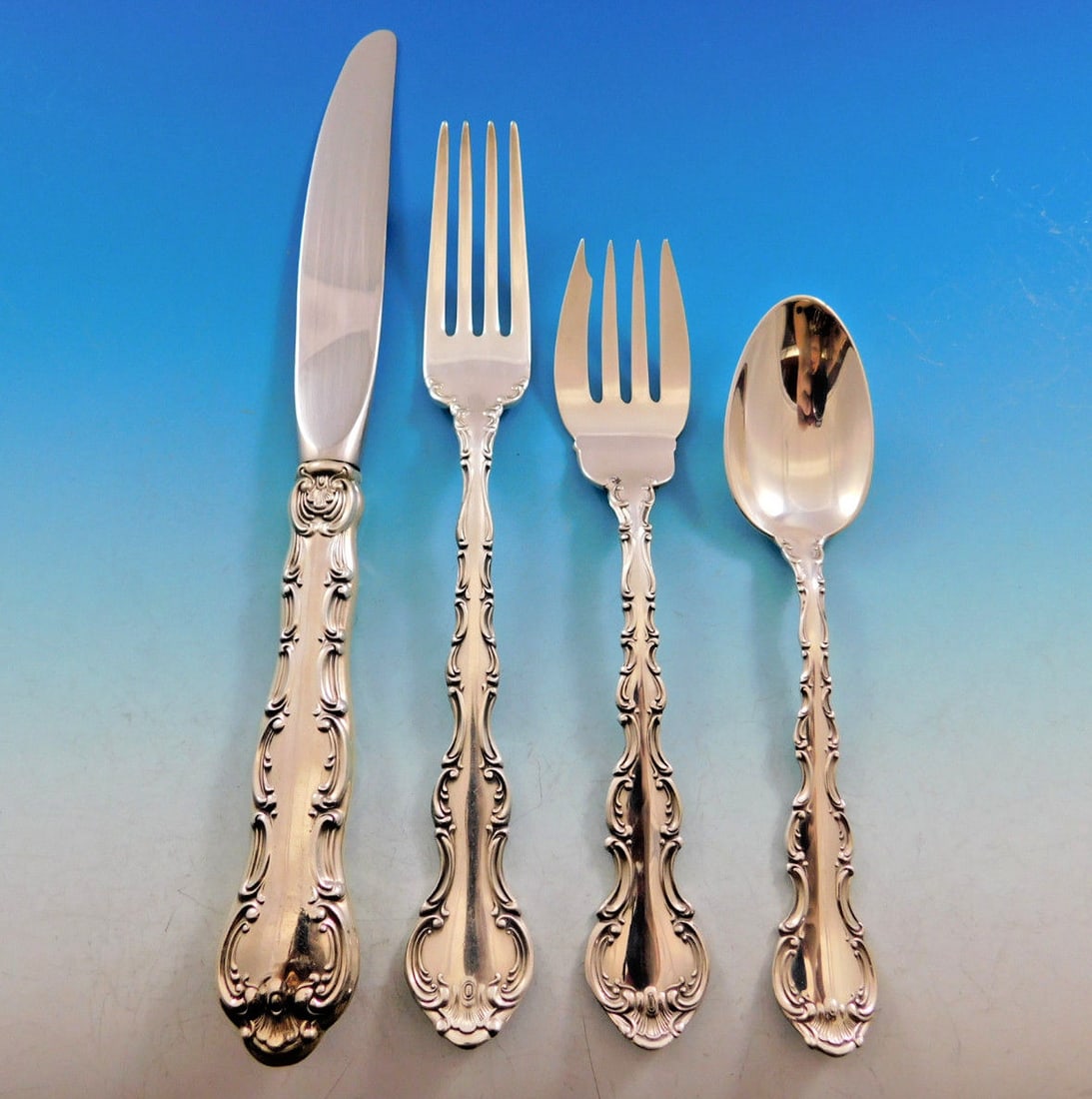 Gorham Strasbourg Sterling Silver Flatware Set 39 Pieces Service for 8: Gorham Strasbourg Sterling Silver Flatware Set 39 Pieces Service for 8 Elevate your dining experience with the Strasbourg Sterling Silver Flatware Set by Gorham. This exquisite 39-piece collection fea