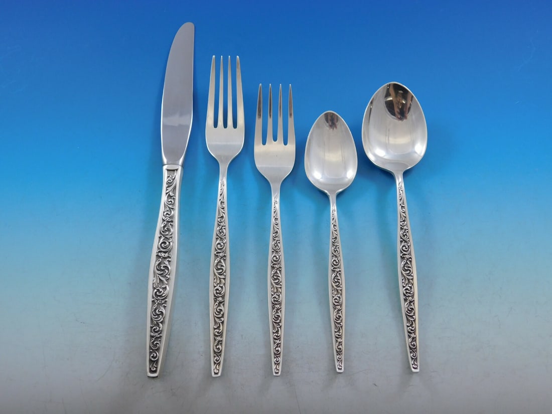 Reed and Barton Renaissance Scroll Sterling Silver Flatware Set 68 Pieces with Storage Chest: Reed and Barton Renaissance Scroll Sterling Silver Flatware Set 68 Pieces with Storage Chest Elevate your dining experience with the exquisite Renaissance Scroll Sterling Silver Flatware Set by Reed a