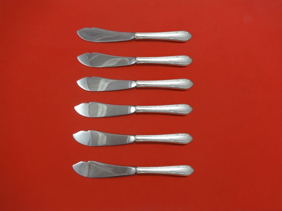 Royal Crest Wild Flower Sterling Silver Trout Knife Set 6pc Custom Made: Royal Crest Wild Flower Sterling Silver Trout Knife Set 6pc Custom Made This exquisite 6-piece trout knife set features the elegant Wild Flower pattern by Royal Crest. Each knife is crafted with a ste