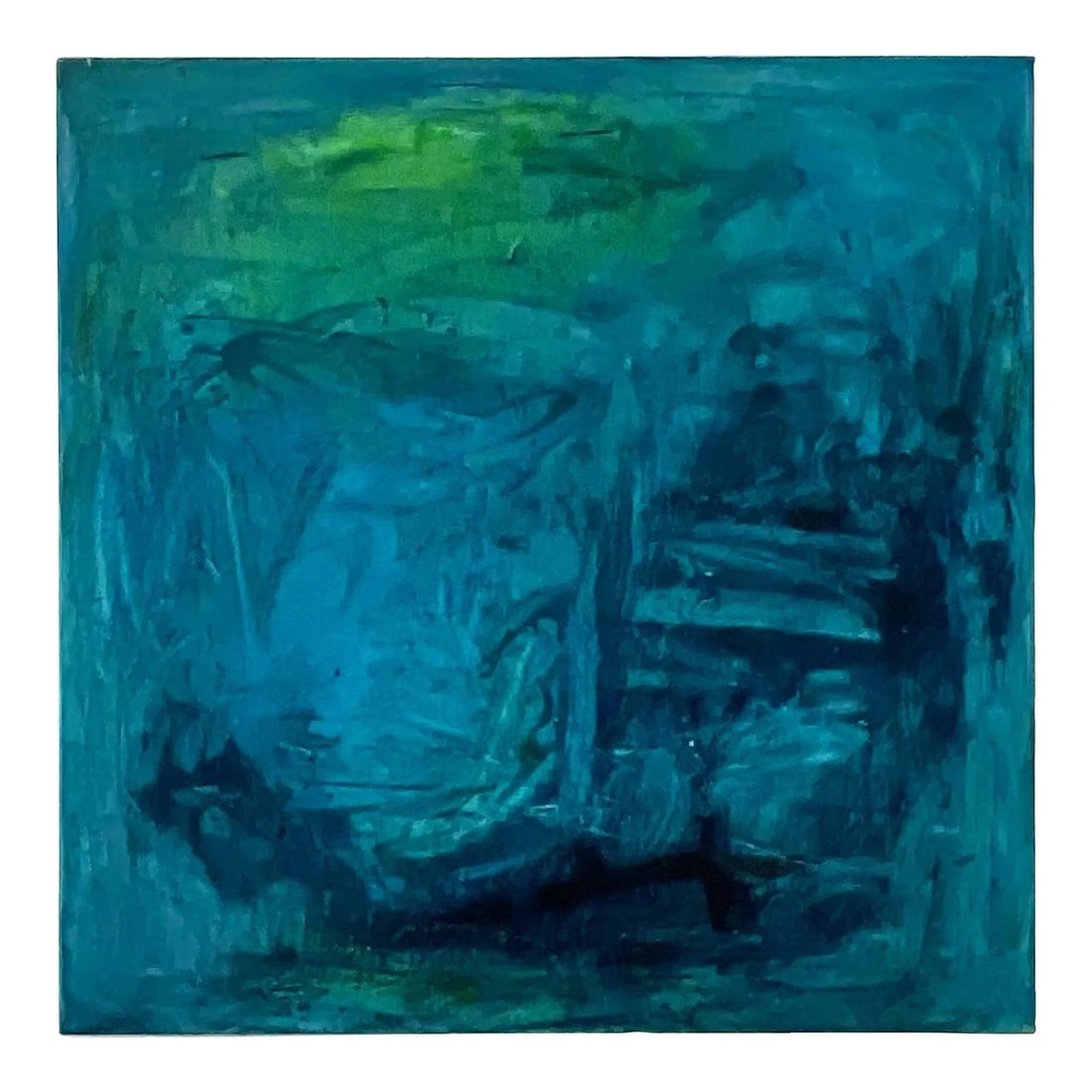 Mermaid Heaven Signed Bohemian Oil Painting on Canvas 30 x 30: Mermaid Heaven Signed Bohemian Oil Painting on Canvas 30 x 30 This vintage Bohemian oil painting on canvas features a dynamic and expressive composition titled 'Mermaid Heaven.' Characterized by bold