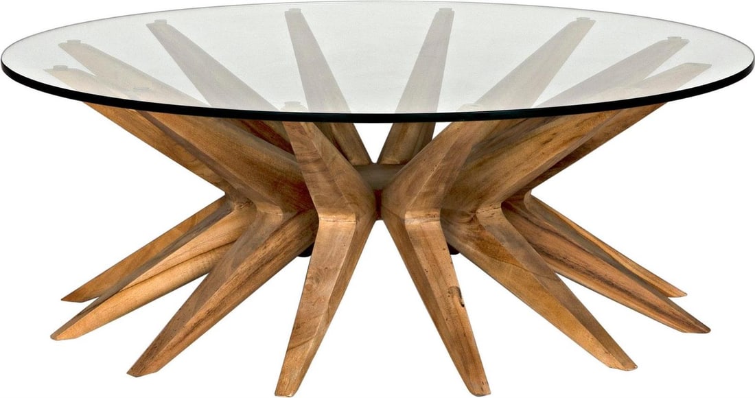 Noir Waldo Teak Square Coffee Table with Clear Coat Finish: Noir Waldo Teak Square Coffee Table with Clear Coat Finish This elegant coffee table features a striking clear coat finish that enhances the natural beauty of the teak wood. With its square shape and