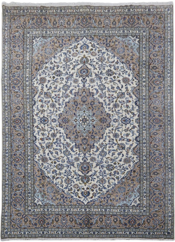 Handcrafted 9'8 x 13 Persian Kashan Rug with Silk-like Pile: Handcrafted 9'8 x 13 Persian Kashan Rug with Silk-like Pile Free continental US Shipping This exquisite Persian Kashan rug, handcrafted by skilled artisans, showcases traditional Persian designs woven