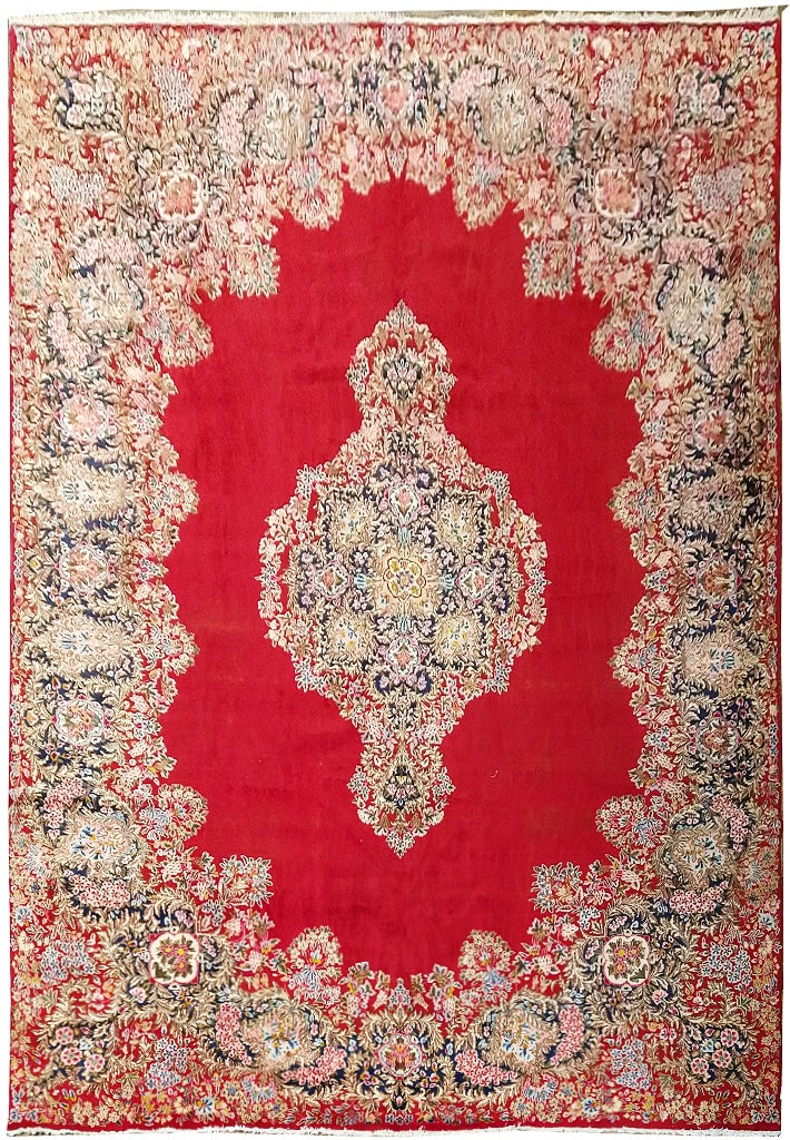 Vintage 11.6 x 16.5 Persian Kerman Carpet Hand-Knotted Area Rug: Vintage 11.6 x 16.5 Persian Kerman Carpet Hand-Knotted Area Rug Free continental US Shipping Transform your living space with this exquisite 11.6' x 16.5' Persian Kerman Carpet, a pre-owned area rug t
