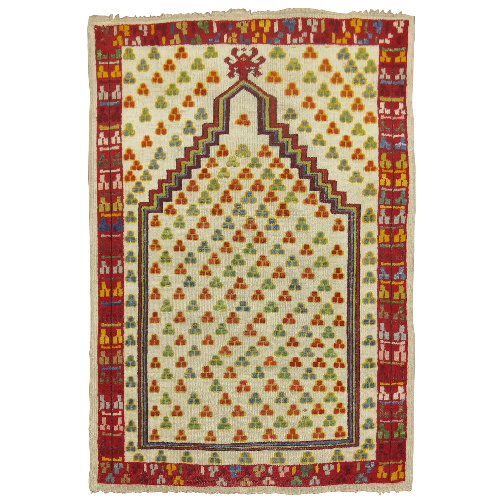 Antique Turkish Ghiordes Prayer Rug 34 x 48 Wool Early 20th Century: Antique Turkish Ghiordes Prayer Rug 34 x 48 Wool Early 20th Century This exquisite early 20th century Turkish Ghiordes prayer rug features a vibrant and colorful design, perfect for adding character t