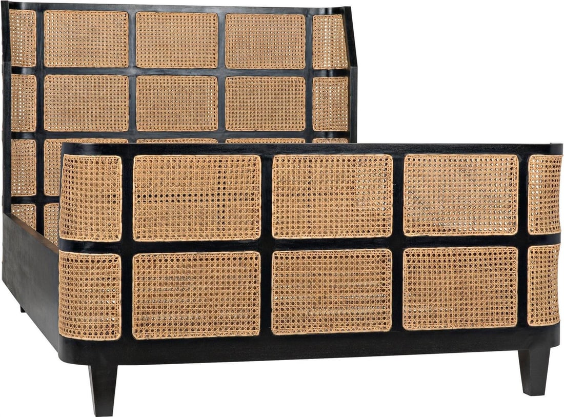 Regency Style Porto Queen Bed Frame by Noir in Hand-Rubbed Black: Regency Style Porto Queen Bed Frame by Noir in Hand-Rubbed Black Introducing the Traditional Mahogany Porto Queen Bed Frame, a stunning piece that combines timeless design with modern elegance. This b