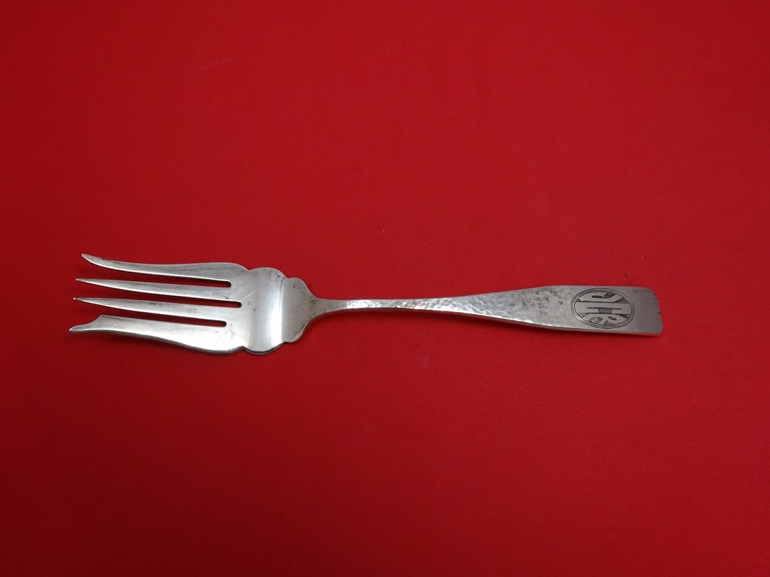 Schofield Sterling Silver Elizabeth Tudor Hammered Cold Meat Fork 9": Schofield Sterling Silver Elizabeth Tudor Hammered Cold Meat Fork 9" Discover the elegance of the Elizabeth Tudor Hammered pattern with this exquisite Sterling Silver Cold Meat Fork by Schofield. Meas