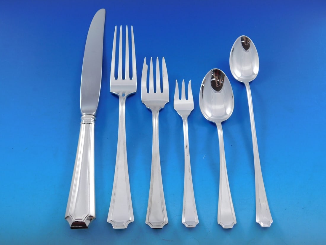 Gorham Fairfax Sterling Silver Flatware Set 54 pcs Service for 8: Gorham Fairfax Sterling Silver Flatware Set 54 pcs Service for 8 Elevate your dining experience with this exquisite Fairfax by Durgin-Gorham Sterling Silver Flatware Set, featuring 54 pieces designed
