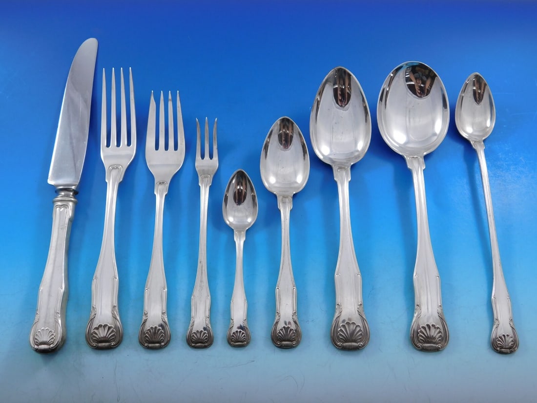 Kirk Stieff King Sterling Silver Flatware Set 72 Pieces No Monograms: Kirk Stieff King Sterling Silver Flatware Set 72 Pieces No Monograms Enhance your dining experience with this stunning 72-piece Sterling Silver Flatware Set from Kirk Stieff, featuring the classic Kin